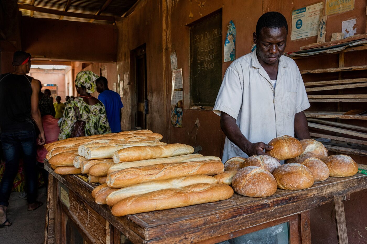 Boulangerie locale à Kati — pain frais en boutique